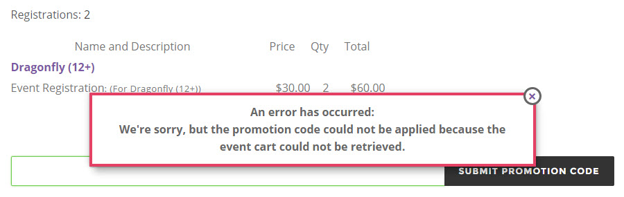 Promotion Code Error