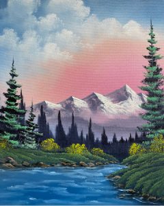 Photo of "Springtime Mountain" - Exclusive Pinot's Palette - Bob Ross® Style painting